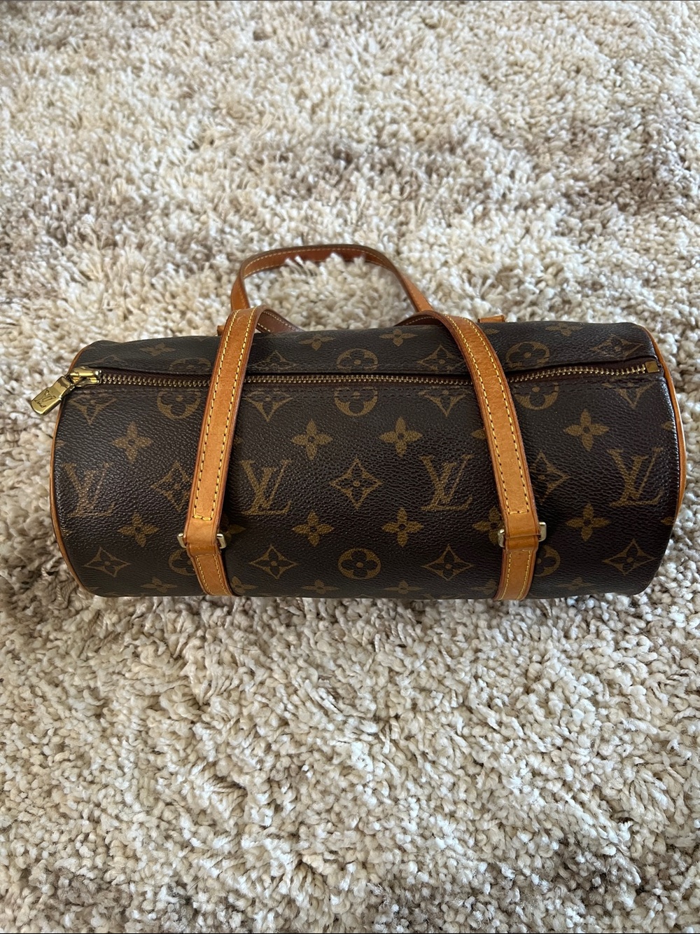 Louis Vuitton Brown Monogram Canvas Papillon Duffel with Tan Trim